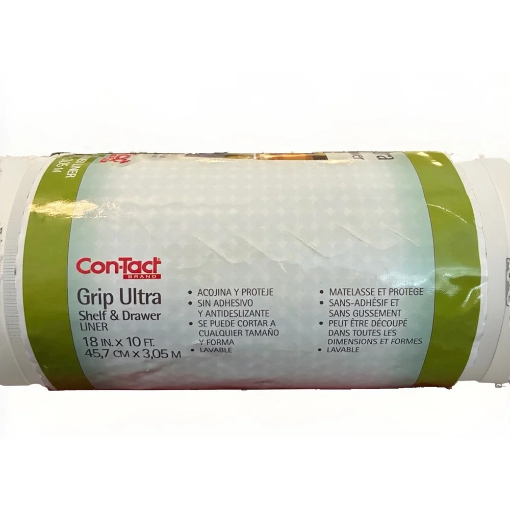 NEW! Contact Grip Ultra Non-Adhesive Shelf & Drawer Liner Color White 18